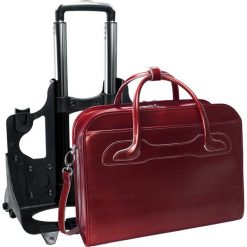 Skórzana torba damska 17" na laptopa z odpinanym wózkiem Mcklein Willowbrook 94986 czerwona - Czerwony. Czerwone torby podróżne Mcklein, w paski, eleganckie. Za 1224,02 zł.