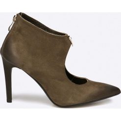 Carinii - Botki. Szare buty zimowe damskie Carinii, z materiału, na obcasie. W wyprzedaży za 129,90 zł.