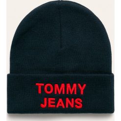 Tommy Jeans - Czapka. Niebieskie czapki męskie Tommy Jeans, bez wzorów, z bawełny. W wyprzedaży za 99,90 zł.