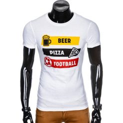 T-SHIRT MĘSKI Z NADRUKIEM S967 - BIAŁY. Białe t-shirty męskie z nadrukiem marki Ombre Clothing, m. Za 29,00 zł.