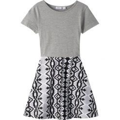 Sukienka shirtowa bonprix jasnoszary melanż - czarny. Szare sukienki dziewczęce bonprix, na lato, bez wzorów, z krótkim rękawem, krótkie, mini. Za 34,99 zł.