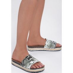 Zielone Klapki Virga. Szare klapki damskie Inny, bez wzorów, bez obcasa, na obcasie. Za 64,99 zł.