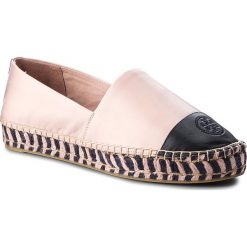 Espadryle TORY BURCH - Color Block Platform 48533 Sea Shell Pink/Perfect Navy 964. Różowe espadryle damskie Tory Burch, bez wzorów, ze skóry, bez obcasa, na płaskiej podeszwie. W wyprzedaży za 599,00 zł.