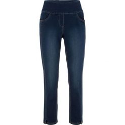 Dżinsy ze stretchem 7/8, wysoka talia bonprix ciemny denim. Niebieskie jeansy damskie bonprix. Za 99,99 zł.