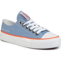 Trampki CROSS JEANS - FF2R4012C Blue. Niebieskie półbuty damskie Cross Jeans, na co dzień, bez wzorów, z jeansu, bez obcasa, na płaskiej podeszwie, bez zapięcia. Za 99,00 zł.