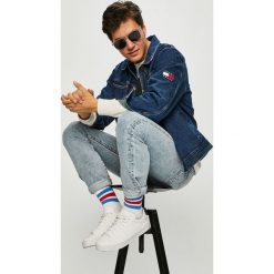 Tommy Jeans - Kurtka. Niebieskie płaszcze męskie Tommy Jeans, s, bez wzorów, z bawełny, krótkie, bez kaptura. Za 649,90 zł.