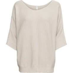 Swetry damskie: Sweter dzianinowy bonprix beżowy