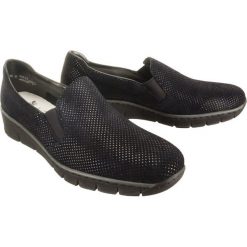 RIEKER 53766-18 blue, półbuty damskie. Niebieskie półbuty damskie Rieker, bez wzorów, ze skóry, bez obcasa, bez zapięcia. Za 239,90 zł.