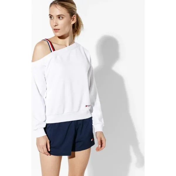 Tommy Sport Bluza Track Top One Shoulder 142 , biały, rozmiar XS. Białe topy damskie TOMMY HILFIGER, s, bez wzorów, z tkaniny, z długim rękawem. W wyprzedaży za 299,99 zł.