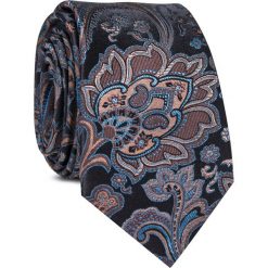 Krawat jedwabny KWWR000345. Czarne krawaty męskie marki Giacomo Conti, w kolorowe wzory, z jedwabiu, eleganckie. Za 129,00 zł.