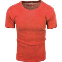 Koszulka męska t-shirt gładki pomarańczowy Recea. Pomarańczowe koszulki męskie Recea, xl, bez wzorów, z bawełny, klasyczne, z klasycznym kołnierzykiem. Za 17,99 zł.