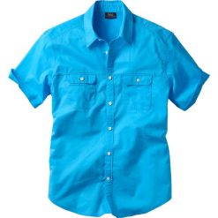 Koszula z krótkim rękawem bonprix turkusowy. Niebieskie koszule męskie bonprix, na lato, xl, bez wzorów, z bawełny, bez kołnierzyka, z krótkim rękawem. Za 54,99 zł.
