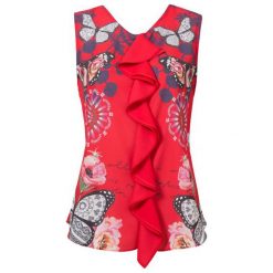 Desigual Top Damski Blus Ginebra L Czerwony. Koszulki damskie Desigual. W wyprzedaży za 175,00 zł.