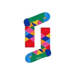 Skarpetki Happy Socks - Argyle (ARY01-4001). Szare skarpetki damskie marki Happy Socks, w kolorowe wzory, z bawełny. Za 34,90 zł.