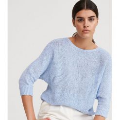 Sweter z dekoltem w łódkę - Niebieski. Niebieskie swetry damskie Reserved, s, bez wzorów, bez rękawów, bez kaptura. Za 49,99 zł.
