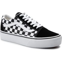 Tenisówki VANS - Old Skool Platfor VN0A3B3UHRK1 (Checkerboard) Blk/Tr Wht. Czarne półbuty damskie Vans, na co dzień, bez wzorów, ze skóry, bez zapięcia. Za 339,00 zł.