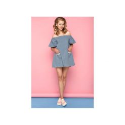 SUKIENKA PAPILLON. Niebieskie sukienki damskie La folie, s, z aplikacjami, z bawełny, eleganckie, bez kołnierzyka, bez rękawów, sportowe. Za 169,00 zł.