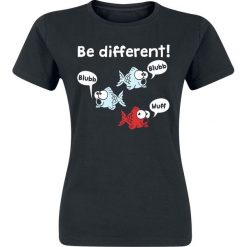 Be Different! Koszulka damska czarny. Czarne t-shirty damskie Be Different!, m, z nadrukiem, z okrągłym kołnierzem. Za 54,90 zł.