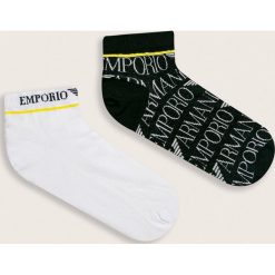 Emporio Armani - Stopki (2-pack). Białe skarpetki męskie Emporio Armani, bez wzorów, z elastanu. W wyprzedaży za 59,90 zł.