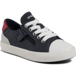 Trampki GEOX - J Gisli B. C J025CC 01054 C0735 S Navy/Red. Niebieskie półbuty dziewczęce Geox, z gumy, na sznurówki. Za 199,00 zł.