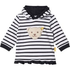 Bluza w kolorze czarno-białym. Czarne bluzy niemowlęce Steiff, w paski, bez rękawów, bez kaptura. W wyprzedaży za 95,95 zł.