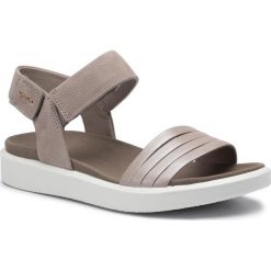 Sandały ECCO - Flowt W 27360351386 Moon Rock Silver/Warm Grey Metallic. Brązowe klapki damskie ecco, bez wzorów, ze skóry, bez obcasa. W wyprzedaży za 349,00 zł.