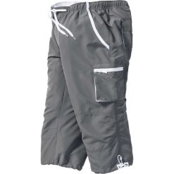 Spodnie 3/4 z mikrofazy, z gumką w talii bonprix dymny szary. Szare spodnie męskie bonprix, m, bez wzorów. Za 99,99 zł.