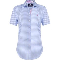 Koszula w kolorze niebieskim ze wzorem. Niebieskie koszule damskie Denim Culture, na co dzień, xs, z haftami, z bawełny, z klasycznym kołnierzykiem, bez rękawów. W wyprzedaży za 99,95 zł.