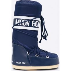 Moon Boot - Śniegowce. Niebieskie śniegowce damskie marki Moon Boot, z materiału, na sznurówki. W wyprzedaży za 319,90 zł.