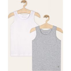Guess Jeans - T-shirt dziecięcy (2-pack) 113-166 cm. Białe t-shirty chłopięce Guess Jeans, z aplikacjami, z elastanu, bez rękawów. Za 99,90 zł.