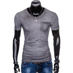 T-shirty męskie: T-SHIRT MĘSKI BEZ NADRUKU S674 – SZARY