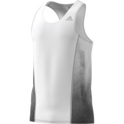 Koszulka adidas Sub 2 Singlet M Szaro-Biała. Szare koszulki męskie Adidas, s, z nadrukiem, z tkaniny, bez kołnierzyka, bez rękawów, do biegania, climalite (adidas). Za 179,99 zł.