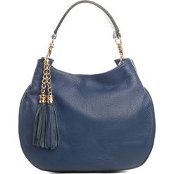 Shopper bag damskie: Skórzana torebka w kolorze granatowym – 33 x 25 x 8 cm