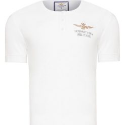 T-shirt AERONAUTICA MILITARE. Białe t-shirty męskie Aeronautica Militare, z nadrukiem, z bawełny, bez kołnierzyka. Za 440,00 zł.