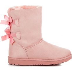 Buty zimowe damskie: Zamszowe śniegowce z kokardkami JANELLE
