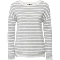Swetry oversize damskie: Sweter dzianinowy bonprix jasnoszary melanż – biel wełny w paski