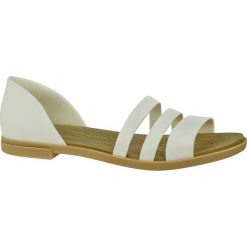 Crocs Tulum Open Flat W 206109-1CQ sandały sportowe damskie białe 41/42. Białe klapki damskie Crocs, w paski, z gumy, bez obcasa, na obcasie. W wyprzedaży za 199,99 zł.
