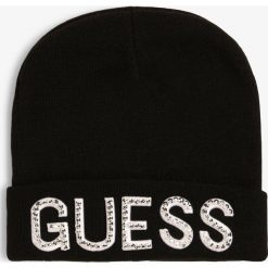 Guess Jeans - Czapka damska, czarny. Czarne czapki damskie Guess Jeans, z aplikacjami, z jeansu. Za 129,95 zł.