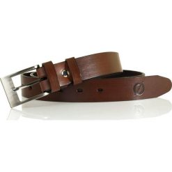 Pasek męski skórzany Brodrene LIC30 brązowy - Brązowy. Pomarańczowe paski męskie Brødrene, w paski, z jeansu, eleganckie. Za 64,99 zł.