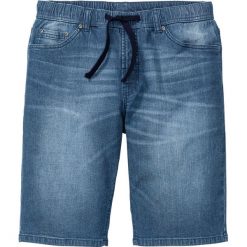 Bermudy z gumką w talii Slim Fit bonprix niebieski "stone”. Niebieskie jeansy męskie bonprix, m, bez wzorów, z jeansu. Za 79,99 zł.