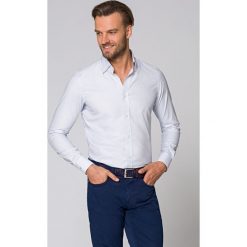 Koszula Błękitna w Mikrowzór Layla. Niebieskie koszule męskie LANCERTO, m, z haftami, z bawełny, eleganckie. Za 299,90 zł.
