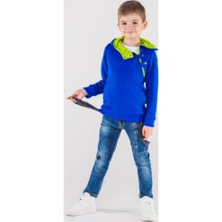 Odzież dziecięca: BLUZA DZIECIĘCA Z KAPTUREM KB005 - NIEBIESKA/ZIELONA