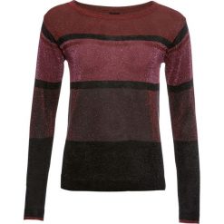 Sweter w paski, z lureksową nitką bonprix czerwony chili - czerwony - czarny. Czerwone swetry klasyczne damskie bonprix. Za 69,99 zł.