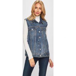Guess Jeans - Kamizelka jeansowa. Niebieskie kamizelki damskie Guess Jeans, s, z aplikacjami, z elastanu. W wyprzedaży za 539,90 zł.