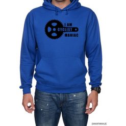 Bluza męska z kapturem kangur Maniac. Niebieskie bluzy męskie rozpinane marki Pakamera, m, z nadrukiem, z kapturem. Za 149,00 zł.