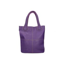 Torebka skórzana, fioletowa Magnifica. Fioletowe torebki klasyczne damskie Bolsa, w paski, ze skóry, na ramię, bez dodatków. Za 510,00 zł.