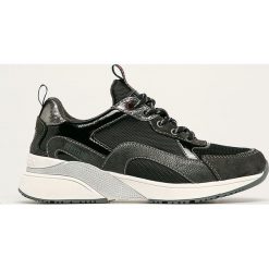 Mustang - Buty. Czarne buty sportowe damskie Mustang, bez wzorów, ze skóry, sportowe. Za 299,90 zł.