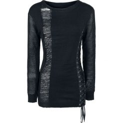 Swetry klasyczne damskie: Heartless Dropout Top Sweter z dzianiny czarny