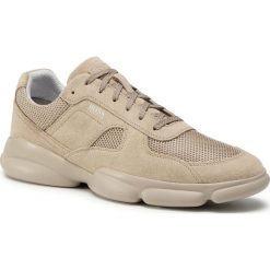 Sneakersy HUGO - Rapid 50432847 10214574 01 Beige/Khaki 250. Brązowe sneakersy męskie HUGO, bez zapięcia. Za 849,00 zł.