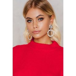Kolczyki damskie: NA-KD Accessories Wysadzane kryształami kolczyki w kształcie podwójnego koła – Blue,Gold